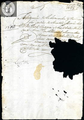 Urrutia de Vergara Papers, page 63, folder 16, volume 2, 1693