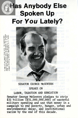 Pamphlet on George McGovern's positions