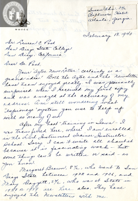 Letter from Susan Ahn Cuddy, 1943
