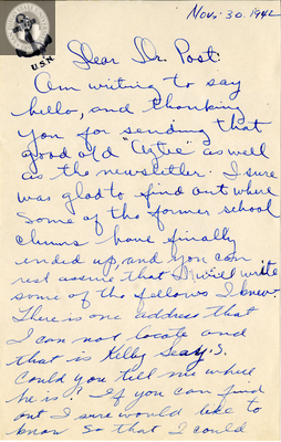 Letter from William Morales, 1942