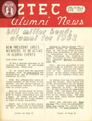 The Aztec Alumni News, Volume 10, Number 1, January 1952