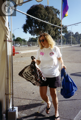 Debbie Zierman at the Lesbian and Gay Archives of San Diego tent, 1992