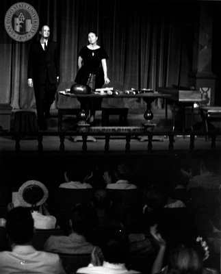 Unidentified man and woman in Shakespeare Festival, 1957