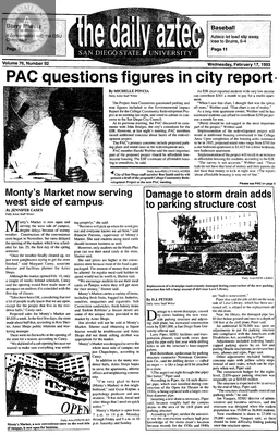 The Daily Aztec: Wednesday 02/17/1993