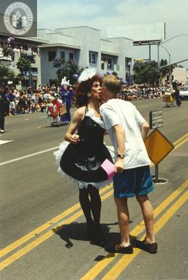 Drag queen and a marcher in San Diego Pride parade, 1994