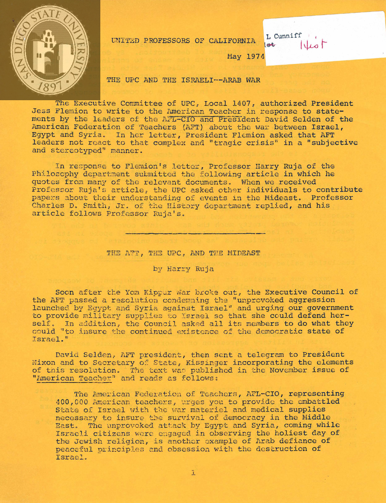 United Professors of California Newsletter, 1974