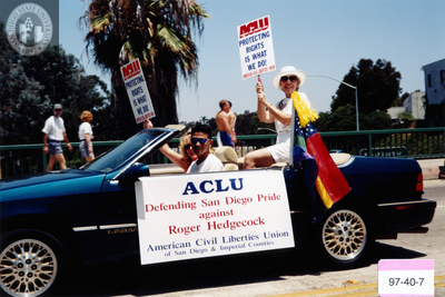 ACLU (American Civil Liberties Union) parade car at Pride parade, 1997
