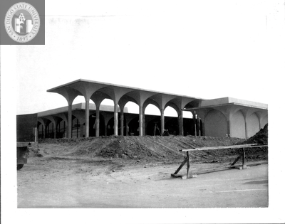 Northwest elevation, Aztec Center construction site, 1968