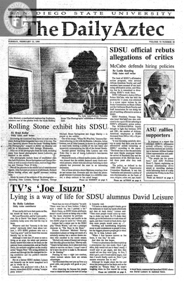 The Daily Aztec: Tuesday 02/13/1990