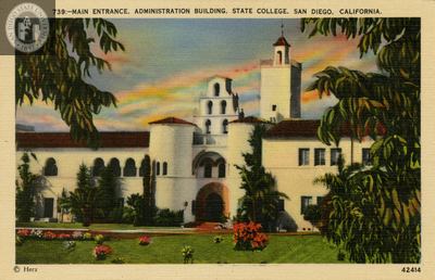 Front of Hepner Hall, Hardy Tower, San Diego State