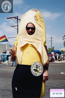 Man in banana suit at Pride parade, 1997