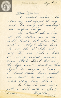 Letter from William L. Buehlman, 1943