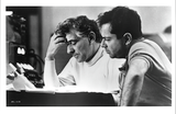 Gary Graffman and Leonard Bernstein listening to playbacks