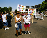 Straight motger and lesbian daughter at Pride parade, 2001