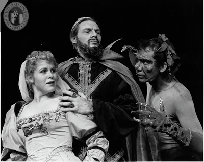 Ann Farrar, Thomas Bellin and another unidentified actor in The Tempest, 1957