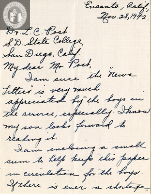 Letter from Mrs. W. J. Evans. 1942