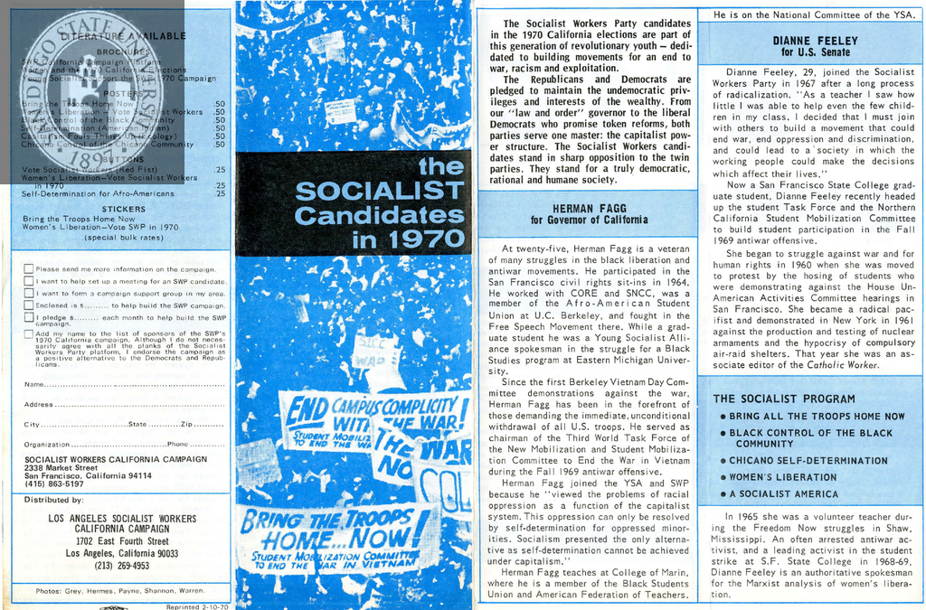 The Socialist Candidates in 1970, 1970