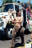 Marcher dressed up as a satyr at the Pride parade, 1997