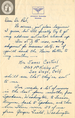 Letter from James S. Casteel, 1942