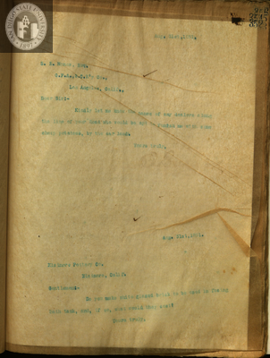 Letter from E. S. Babcock to S. B. Hynes, Esq.