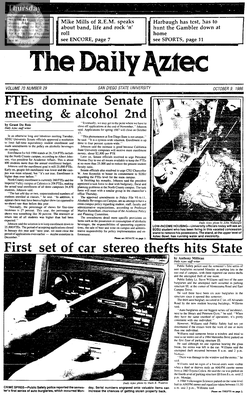The Daily Aztec: Thursday 10/09/1986