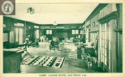 Lobby of the Lanier Hotel, San Diego, California
