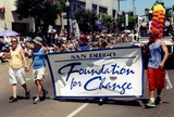 San Diego Foundation for Change banner at Pride parade, 1999