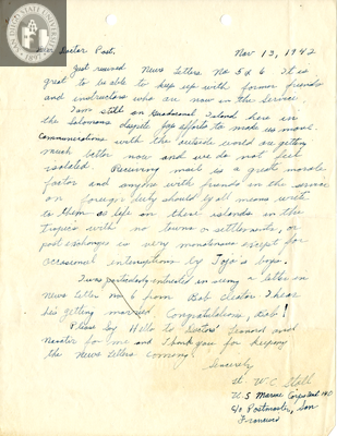 Letter from William C. Stoll, Jr., 1942