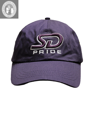 "SD [San Diego] Pride" on a purple baseball cap