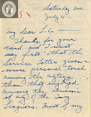Letter from Charles E. Swanson, 1942