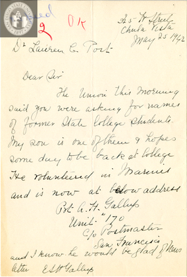 Letter from E.S.H. Gallup, 1942