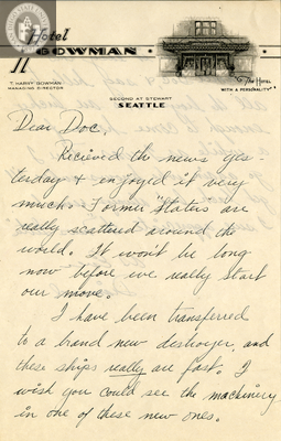 Letter from Franklin A. Diamond, 1943