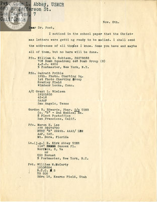 Letter from Clem L. Abbey, 1943