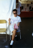 Donations jar at Lesbian and Gay Archives of San Diego tent, 1992