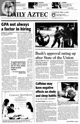 The Daily Aztec: Tuesday 02/04/2003
