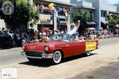 Grand Marshal Bruce Vilanch in Pride parade, 2000
