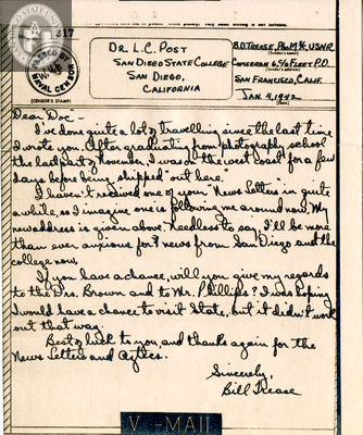 Letter from Bill Trease, 1942
