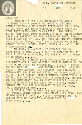 Letter from Wayne St. Morris, 1942