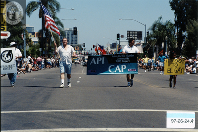 American Pacific Islander Community AIDS Project banner, Pride parade, 1997