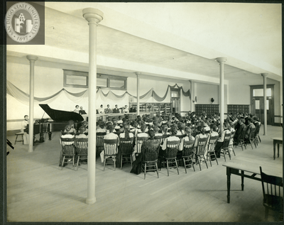 Normal School assembly hall and library, 1900