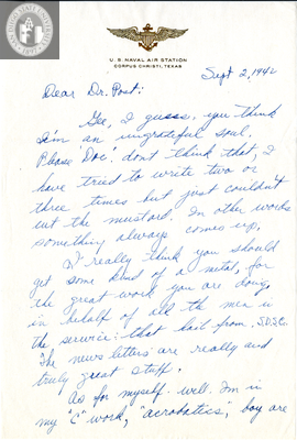 Letter from John A. Macevicz, 1942