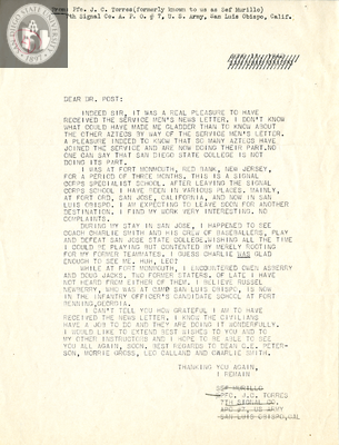 Letter from Joseph C. Torres, 1942