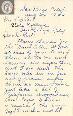 Letter from Maybel M. Leaf, 1942