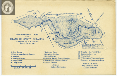 Topographical map of Santa Catalina Island, 1929