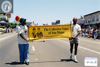 The Collective Voice of San Diego banner at Pride parade, 1997