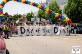 "Day of the Dyke" banner at Dyke March, 2002