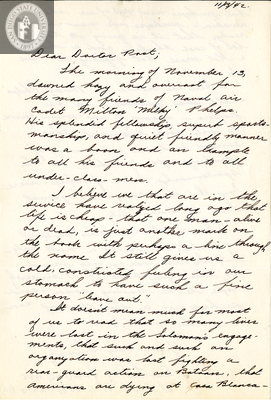 Letter from Ted Le Roy Fox, 1942