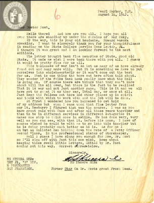 Letter from Howard Seelye Kucera, 1942