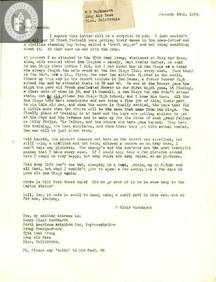 Letter from Henry Blair Burkhardt, 1943