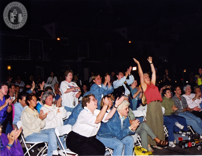 Crowd cheering at Pride Rally, 2001